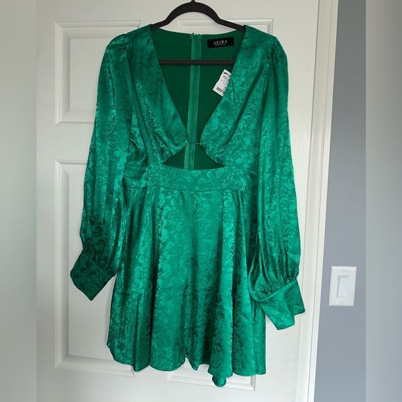 Akira Green Satin Dress - Picture 4 of 5